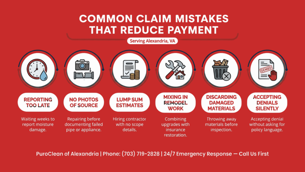 Common insurance claim mistakes in Alexandria, VA
