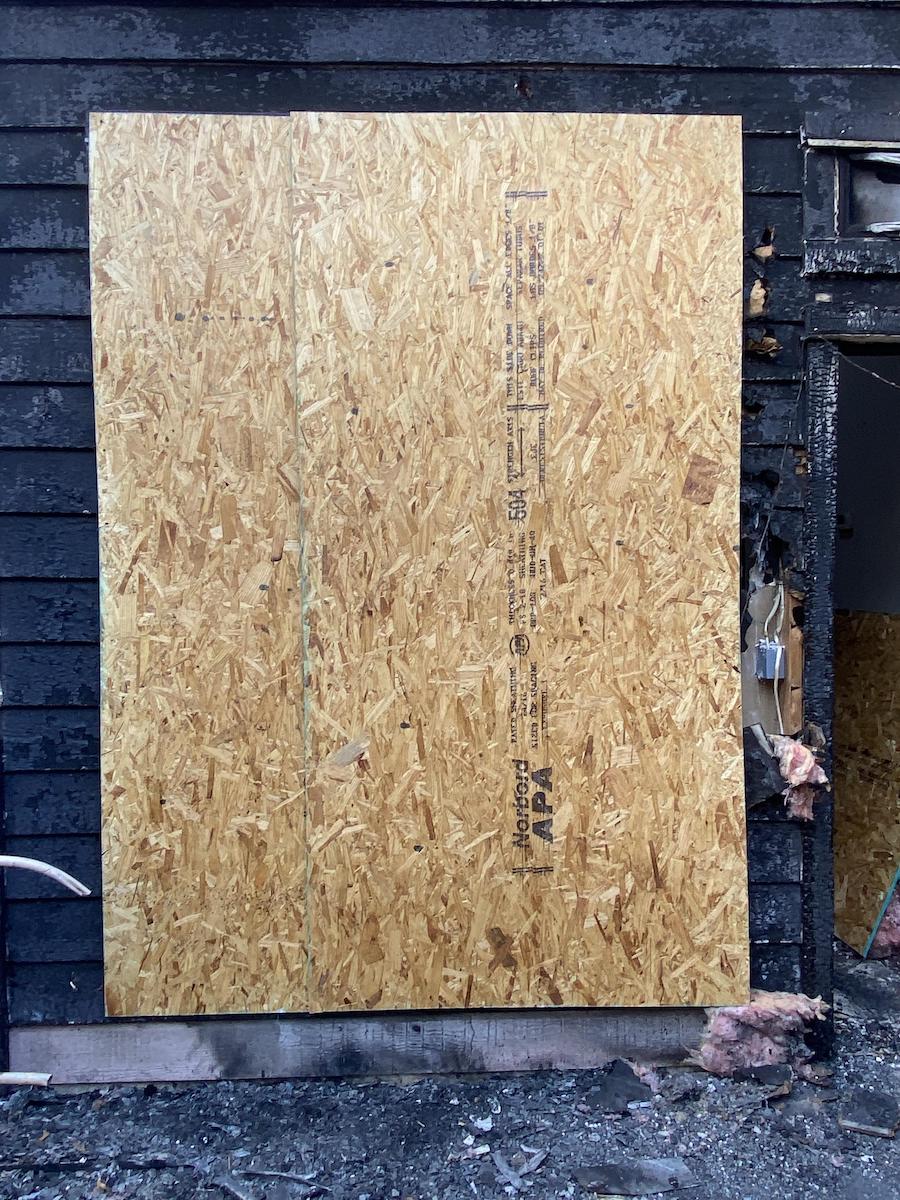 boarding up fire damage