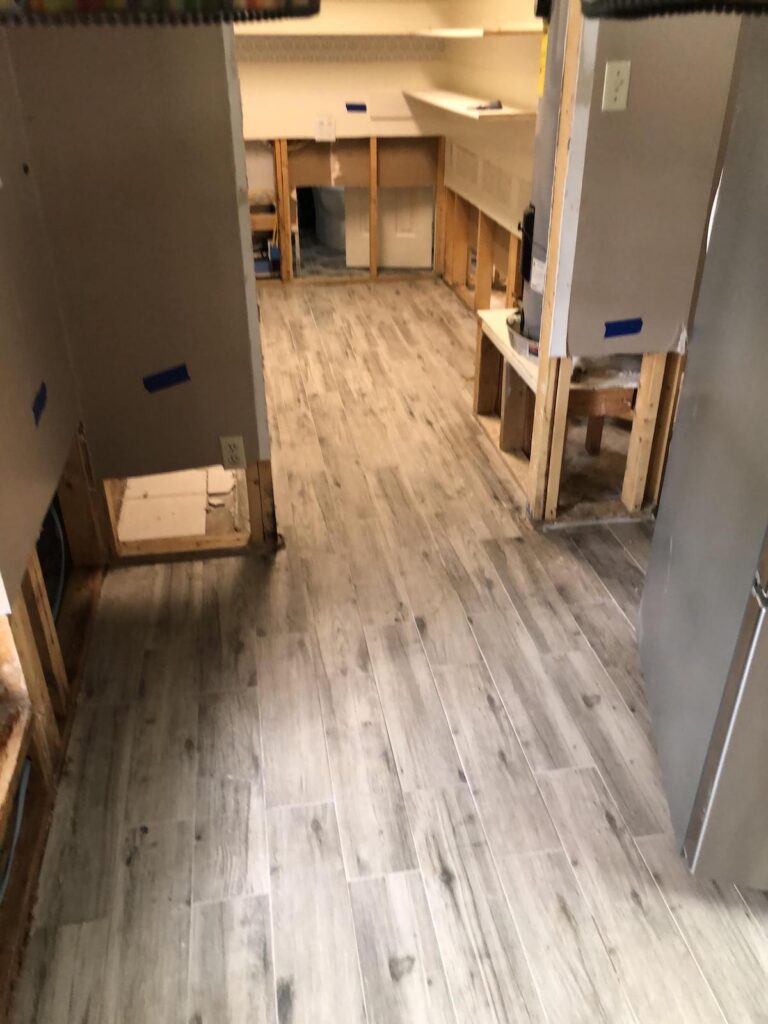 Mid-progress water damage restoration in Allen.