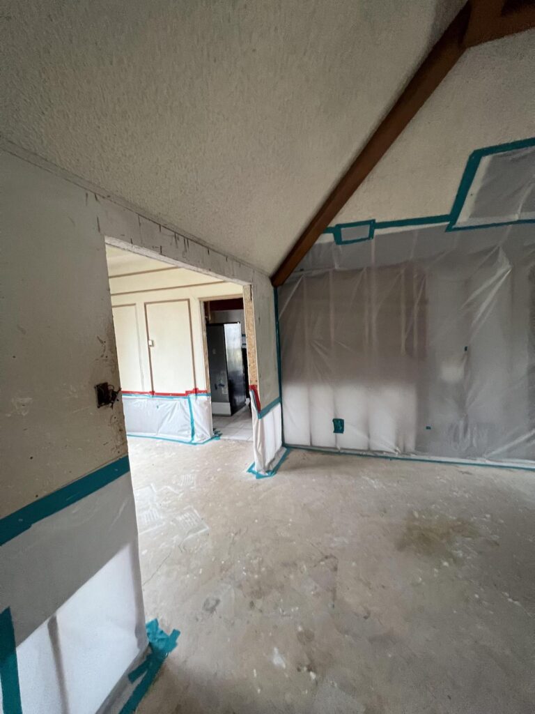Our placed secondary sheathing in this Dallas home that suffered mold and termite damage.