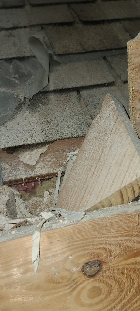 Water damage in the roof 