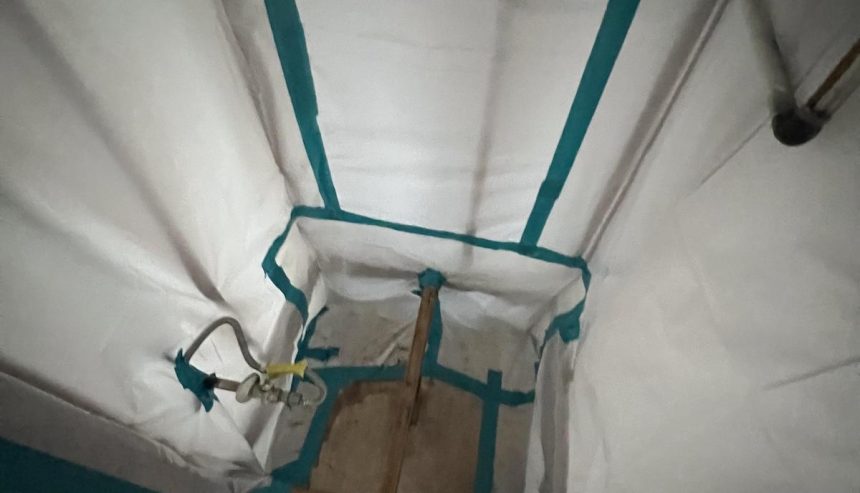 The secondary sheathing installed for final inspections.
