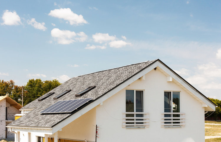 Solar power panels on a rooftop