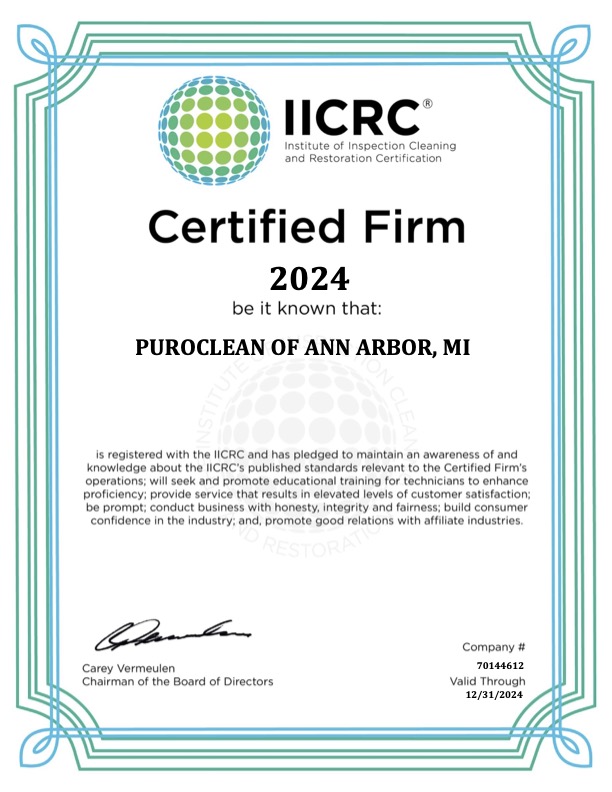 An IICRC-certified firm guarantees that remediation services are upheld to the highest standards.