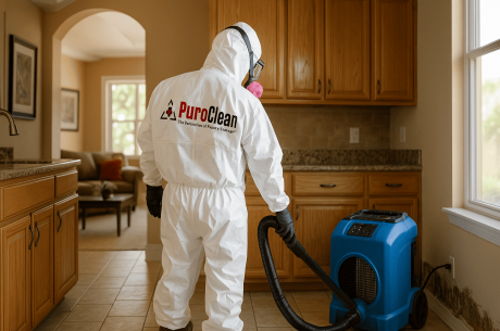 Technicians performing water leak cleanup company in Ann Arbor home