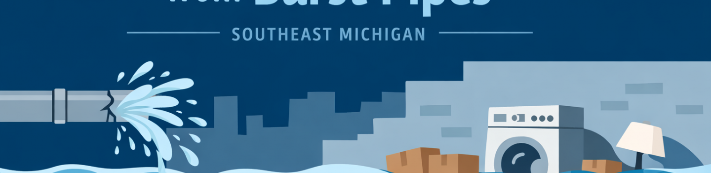 Basement flooding caused by burst pipes