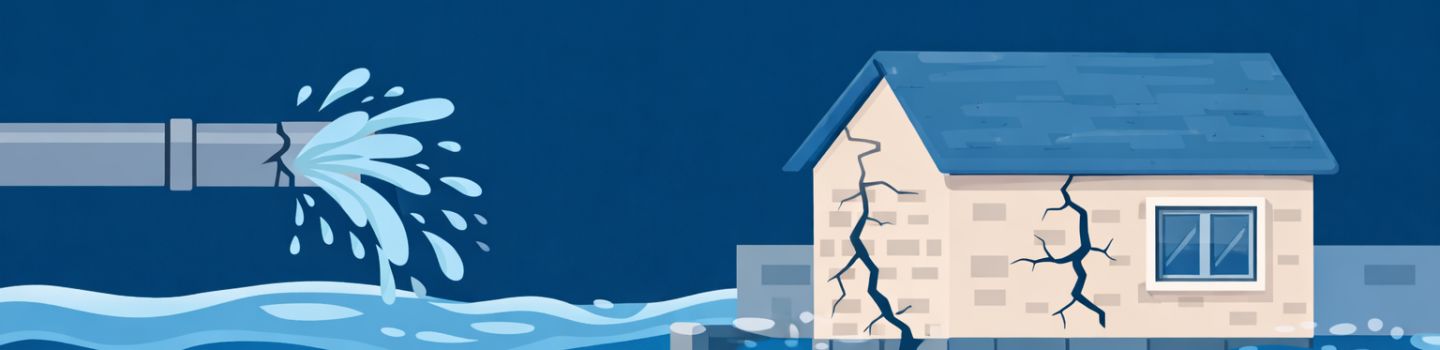 burst pipe leads to structural damage