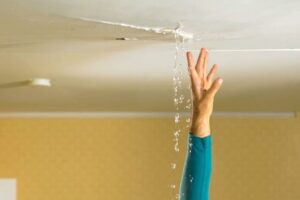 Water damage roof repair leaky roof