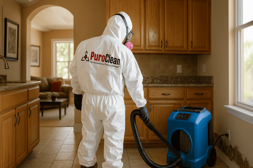 Technicians performing water leak cleanup company in Ann Arbor home