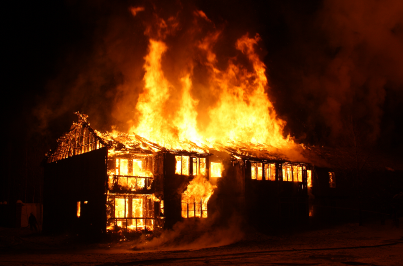 A house on fire