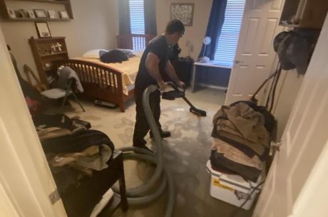 water damage remediation in progress