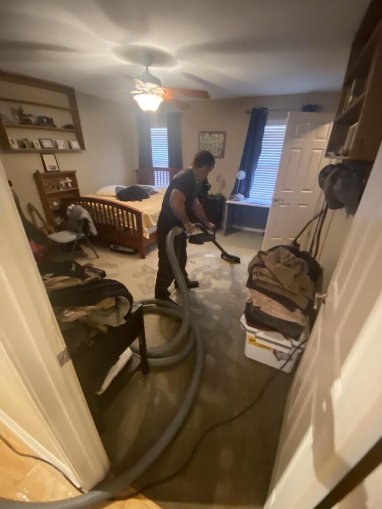 water damage remediation in progress