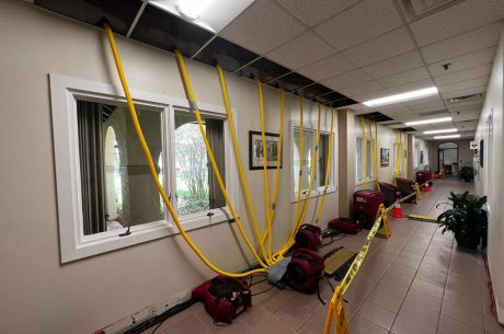 A water damage remediation job under way at a Boca Raton office building