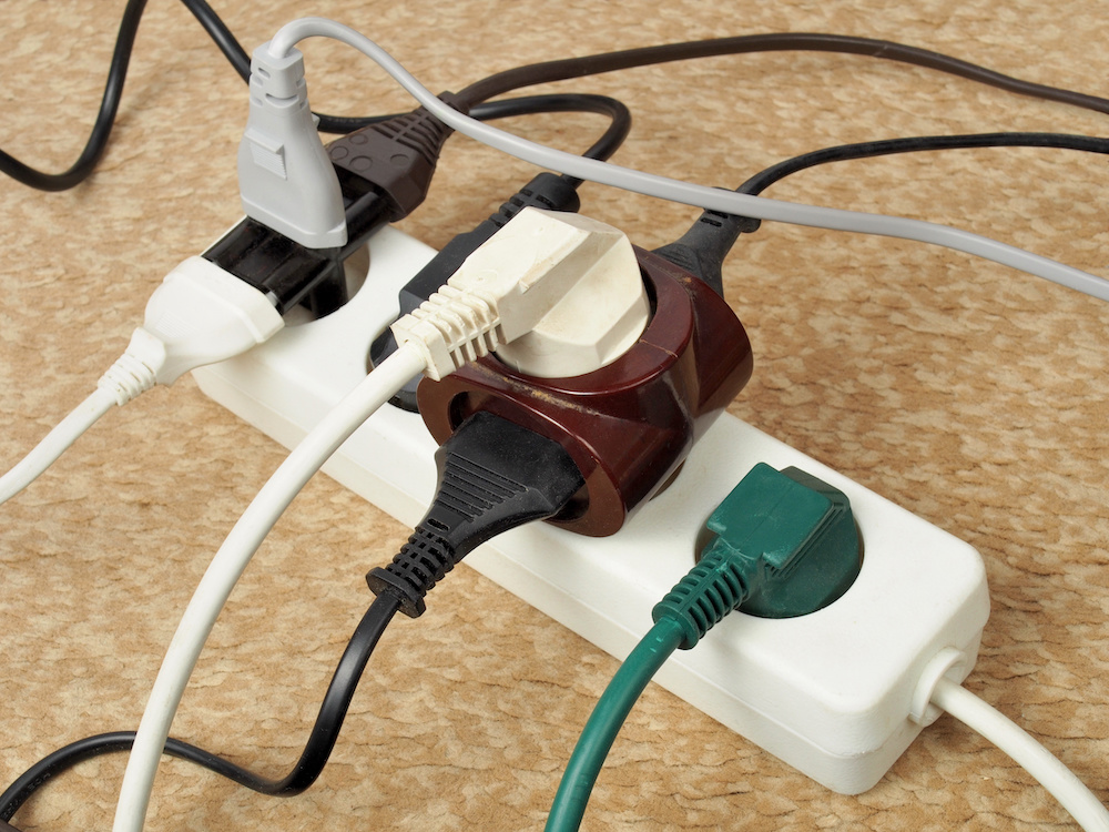 Extension cord with multiple European plugs