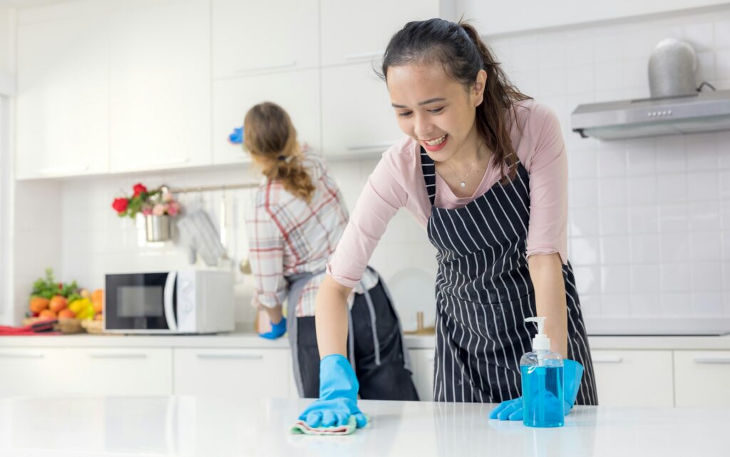 woman cleaning the kitchen
