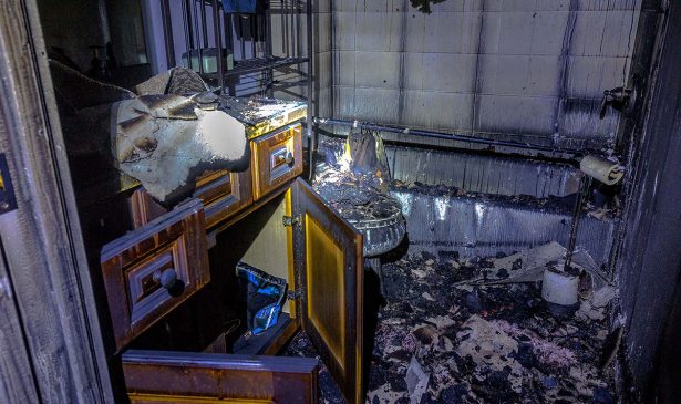 bathroom before fire damage restoration