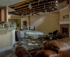 living room before fire damage restoration