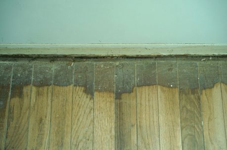 hardwood floor with water damage