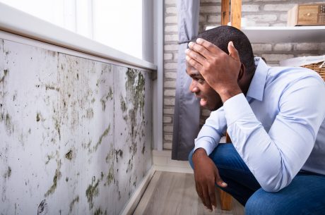 a man looking stressed due to mold