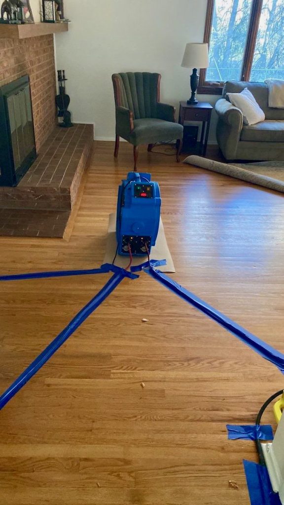 heater used during water and fire damage restoration to warm home.