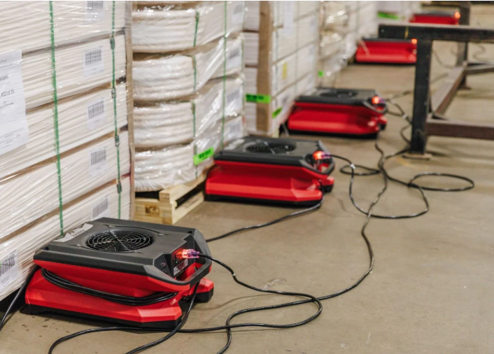 Professional drying equipment used during sewage contamination cleanup Bradenton