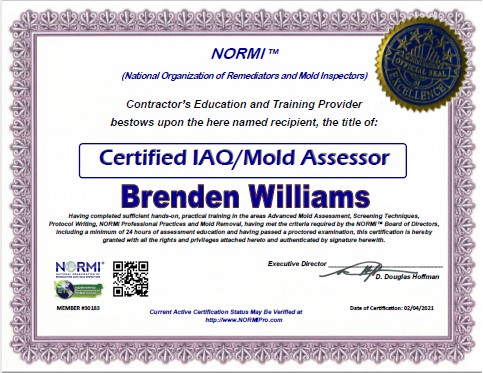 normi certified mold remediation