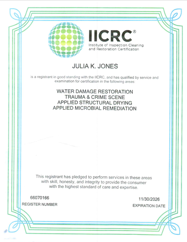 iicrc certified for water damage restoration 2026