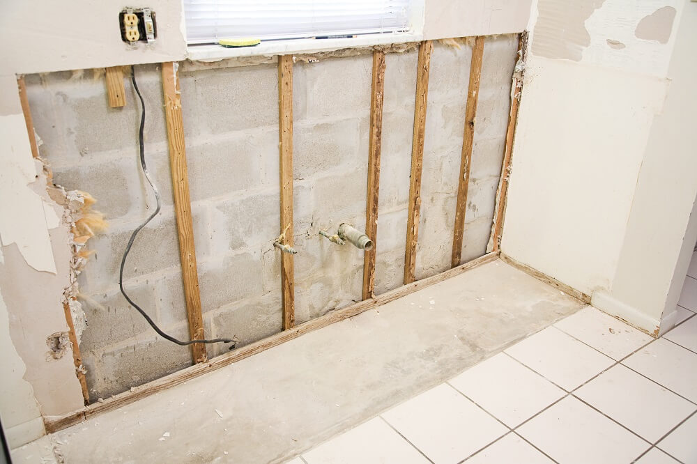 exposed drywall water damage restoration