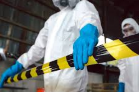 Professional biohazard cleaning services team arriving at a Bradenton FL residential property in full PPE