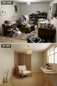 Before and after hoarding cleanup services Bradenton FL home restoration by PuroClean of Bradenton