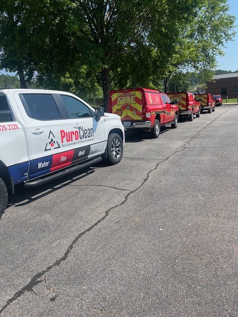 PuroClean and local emergency responders on-site in Canton, GA for large-scale water and fire damage recovery