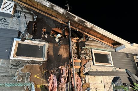 Exterior of a home in Lake Geneva, Wisconsin, during the electrical fire damage restoration