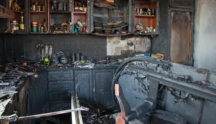 Residue after Smoke and fire damage