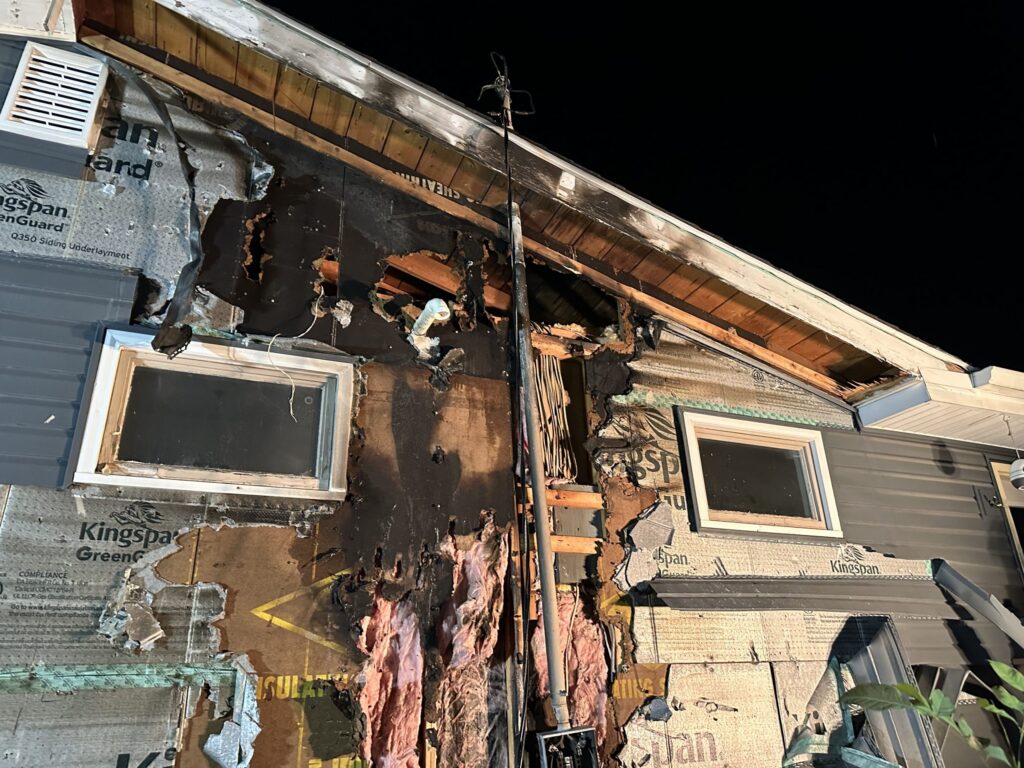 Exterior of a home in Lake Geneva, Wisconsin, during the electrical fire damage restoration