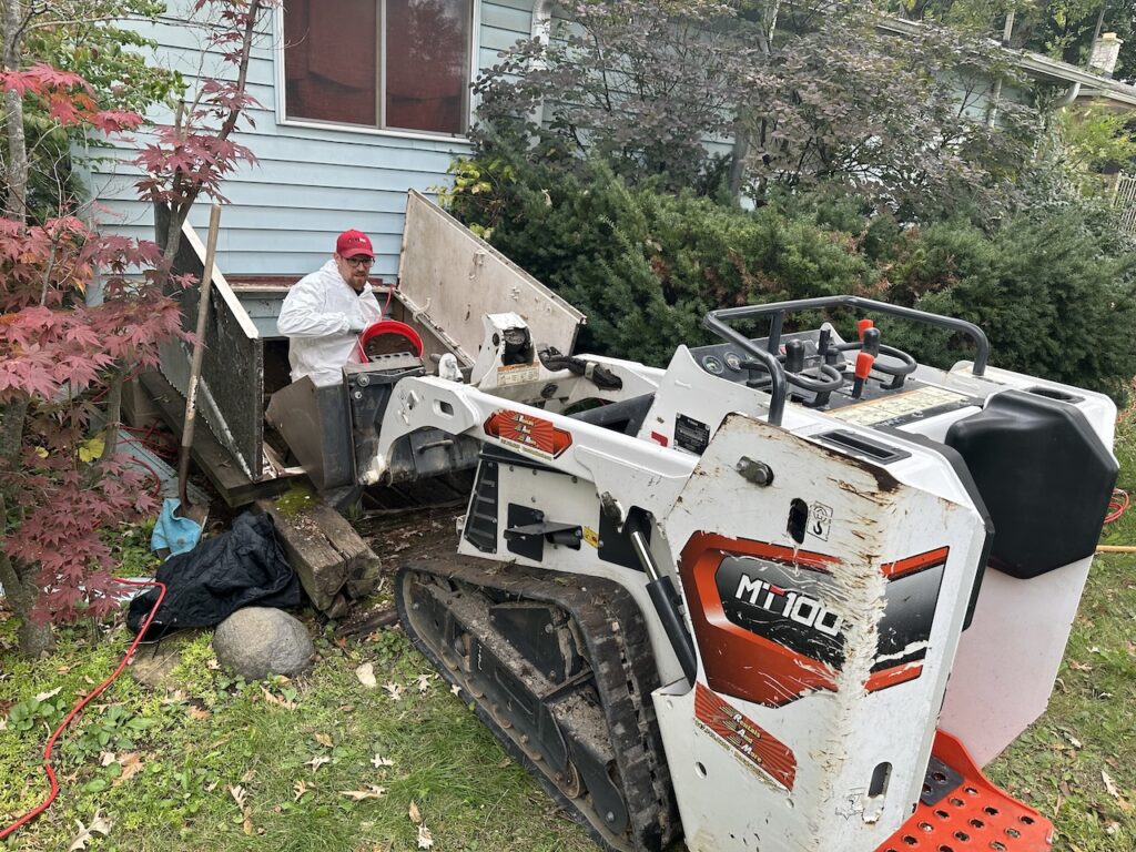 The sewage backup required machinery to clear.