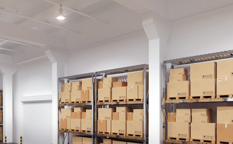 Professional emergency pack-out warehouse with organized storage boxes for water-damaged home contents in North Metro Atlanta