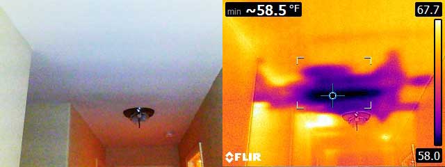 Thermal imaging scan showing hidden moisture