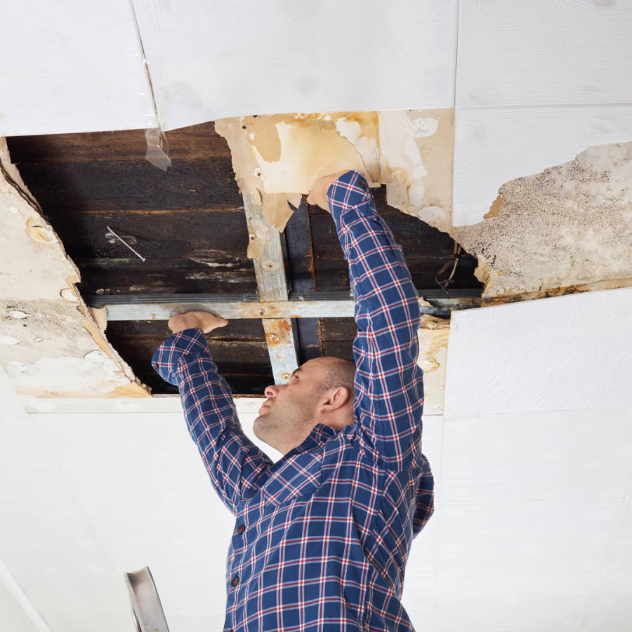 removing water damaged ceiling