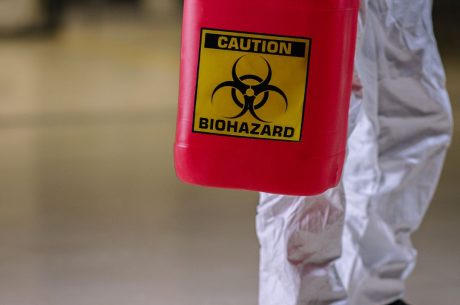 caution biohazard cleanup chemicals