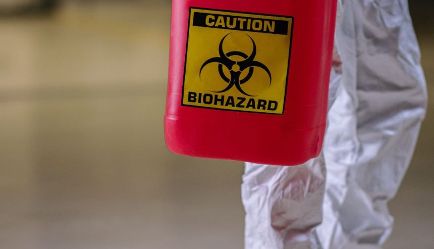 caution biohazard cleanup chemicals