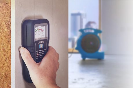 Moisture detection equipment used behind drywall