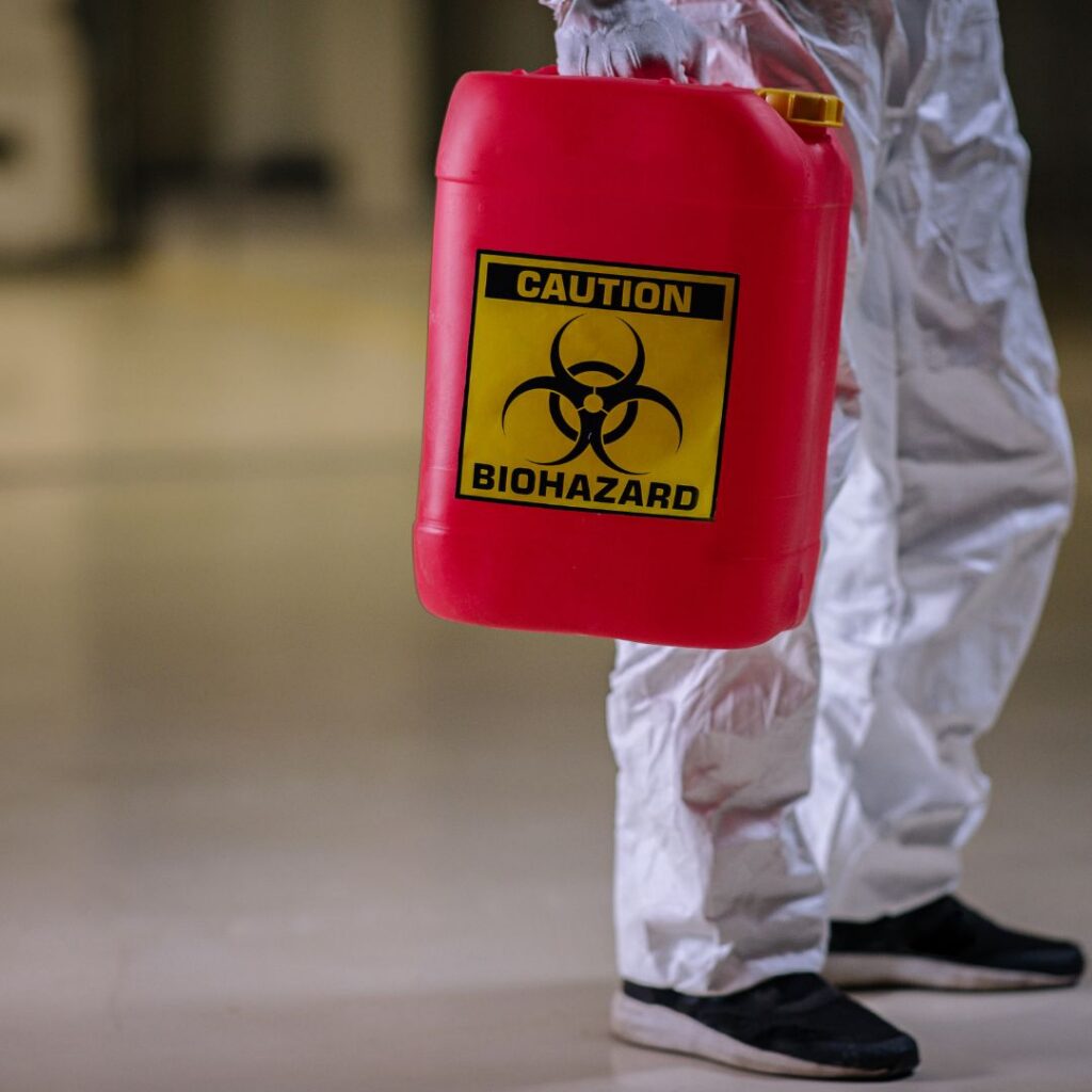 caution biohazard cleanup chemicals