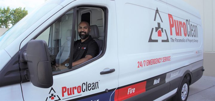 Samit Patel, PuroClean of Chamblee, GA owner in van