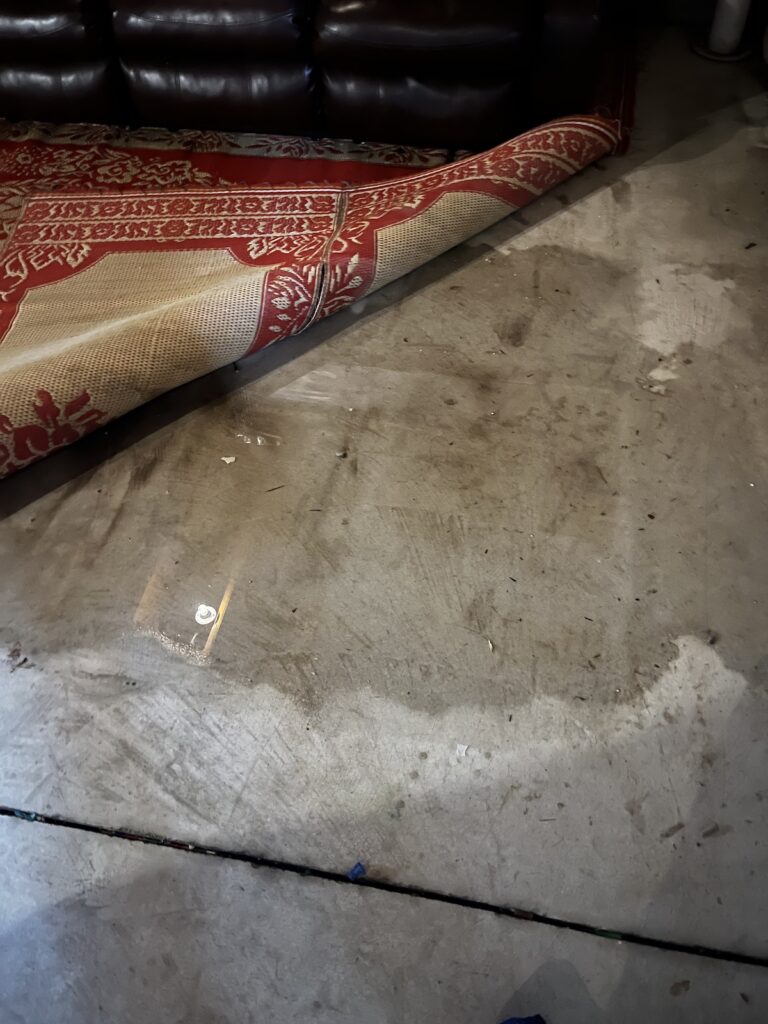 The sump pump caused water damage.