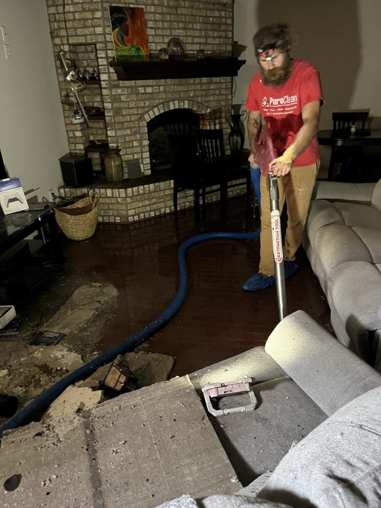 water damage restoration in a basement in Columbus, OH