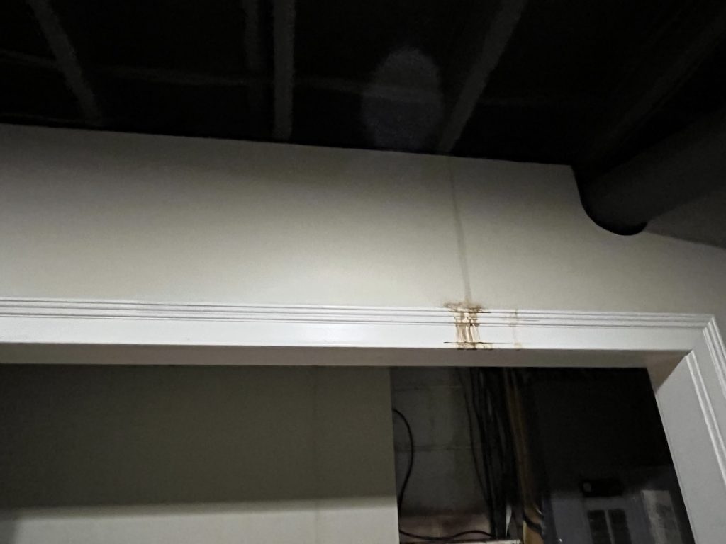 water damage caused by a leak.