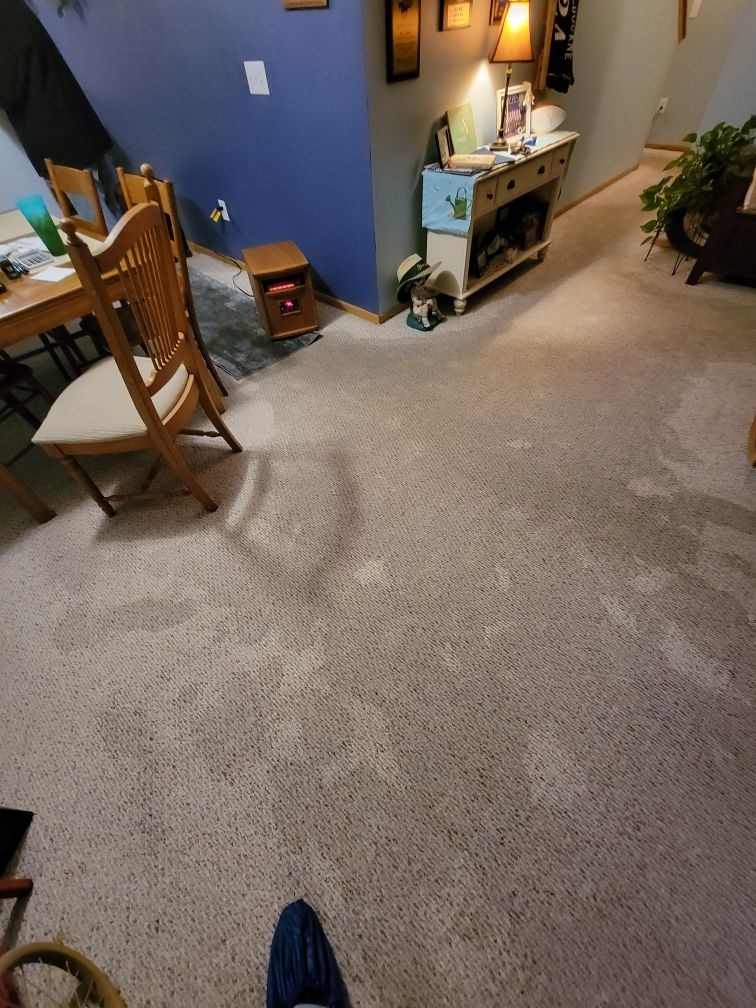 The water damage affected the family room.