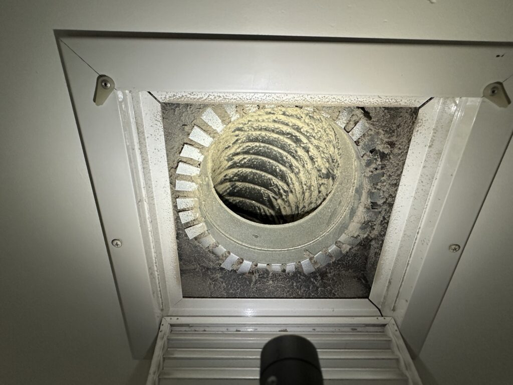 Lint buildup inside dryer vent