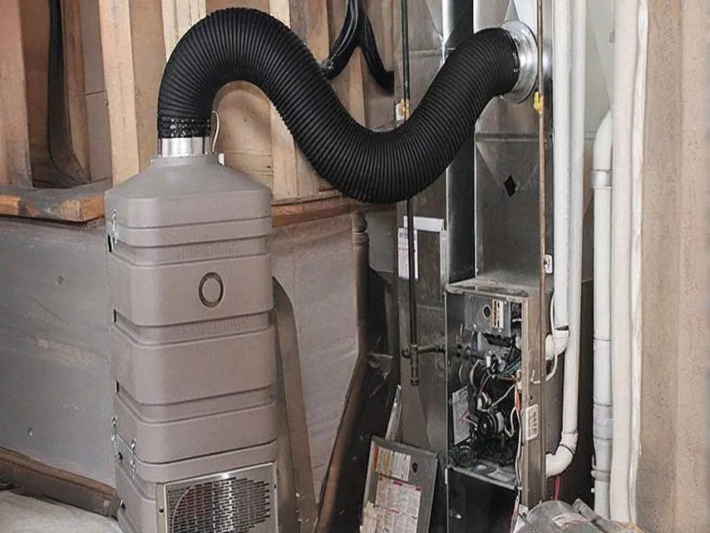 Technician cleaning commercial air ducts using HEPA vacuum equipment