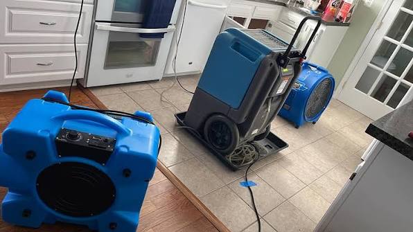 Industrial drying equipment used during water damage restoration process in Covington